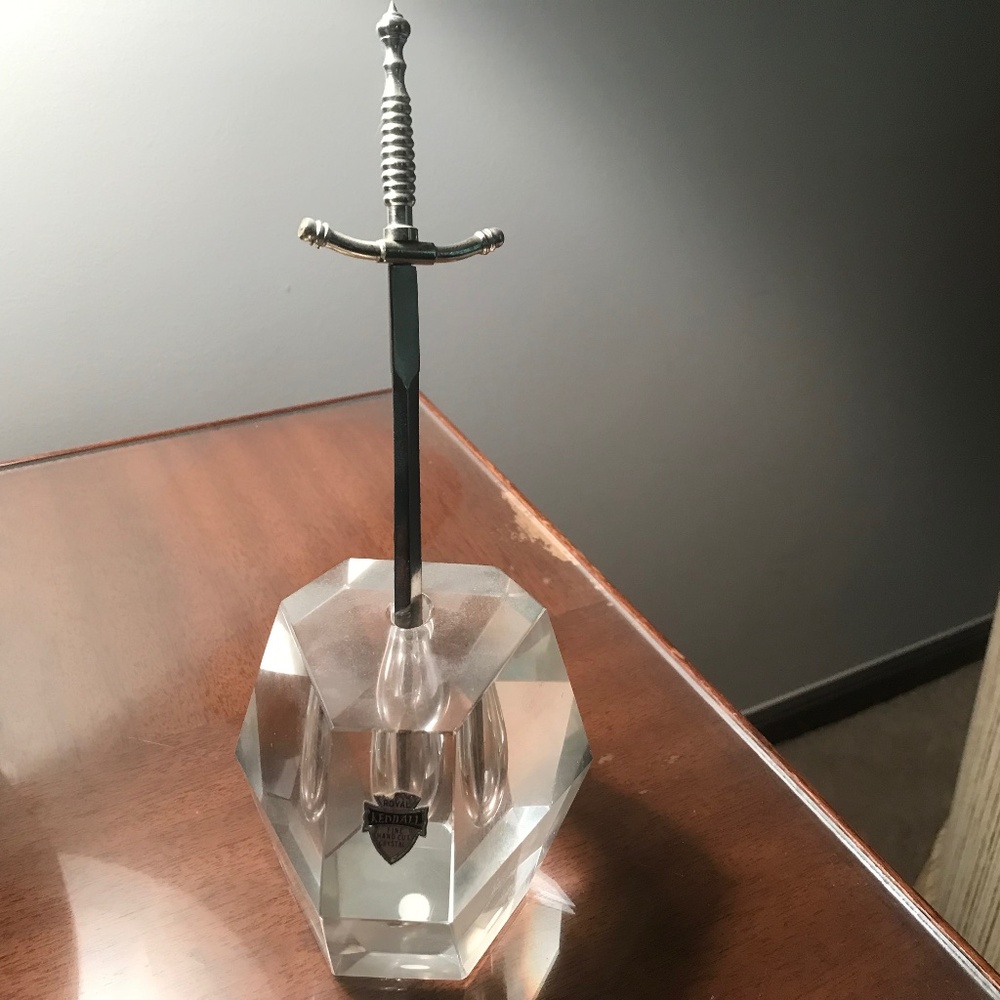 Sword of Excalibur Vintage letter opener in Clear paperweight